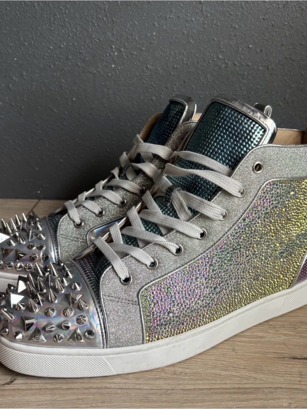 Christian Louboutin Lou Pik Pik Orlato Size 45 Multicolor Crystals Glitter High